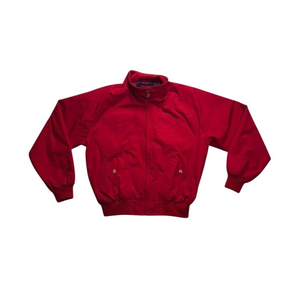 Vintage Lands End Harrington Jacket Womens XL Red Plaid Lined Full Zip Bomber‎